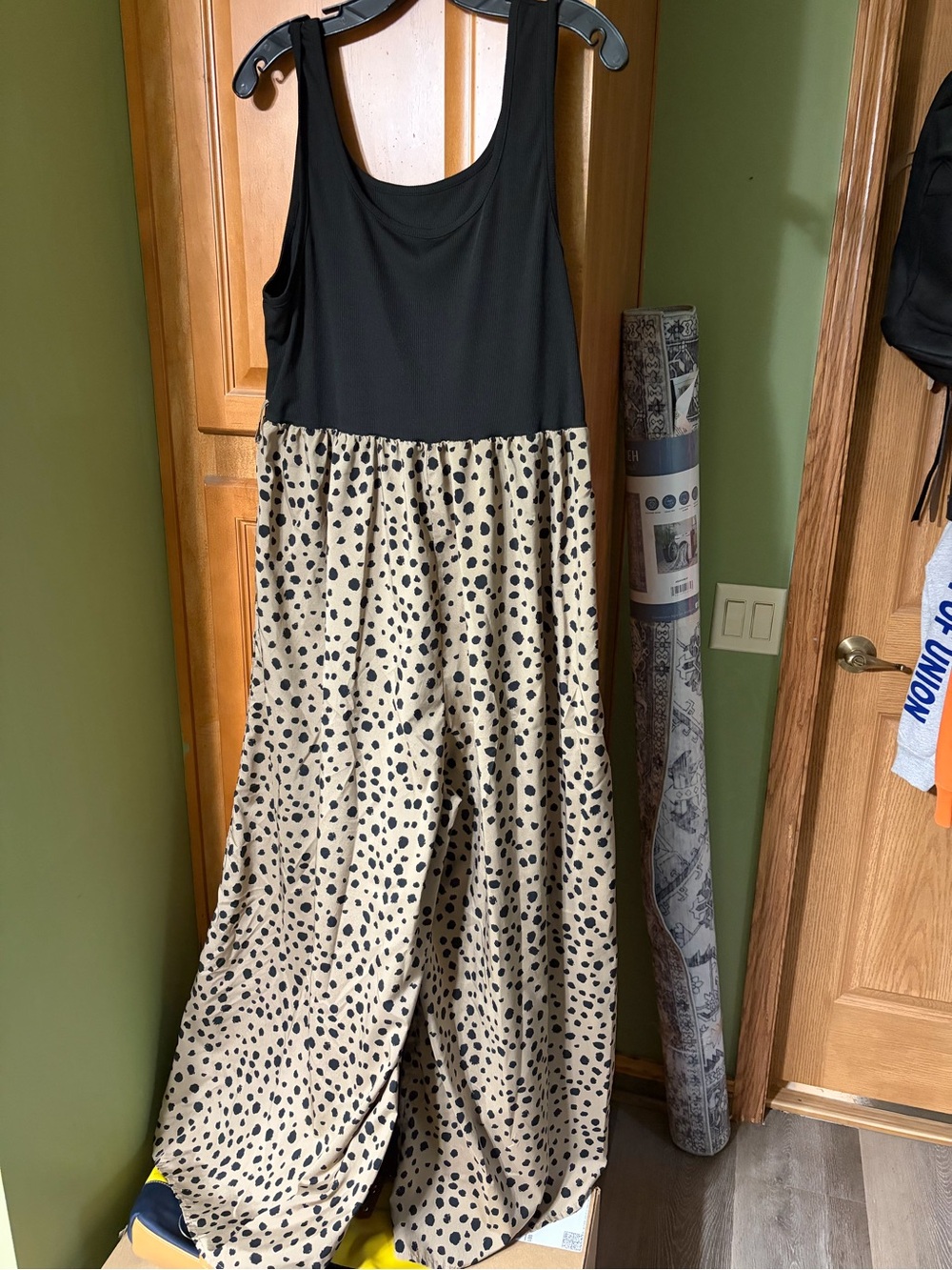 Black & Cream Polka Dot Wide-Leg Jumpsuit